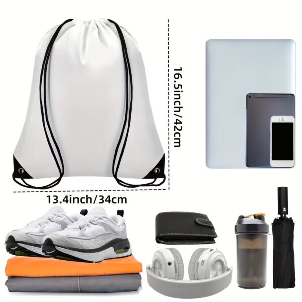 Bolso Deportivo con Cordón para Gimnasio, Blanco